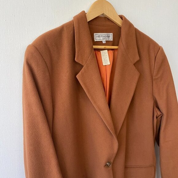 All Week Long Cashmere Coat Womens 14 Petite Wool Blend Brown Minimalist VTG - Picture 2 of 7
